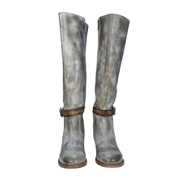 Freebird By Steven Holland Gray Smoke Leather Boots Size 8 - Picture 2 of 7